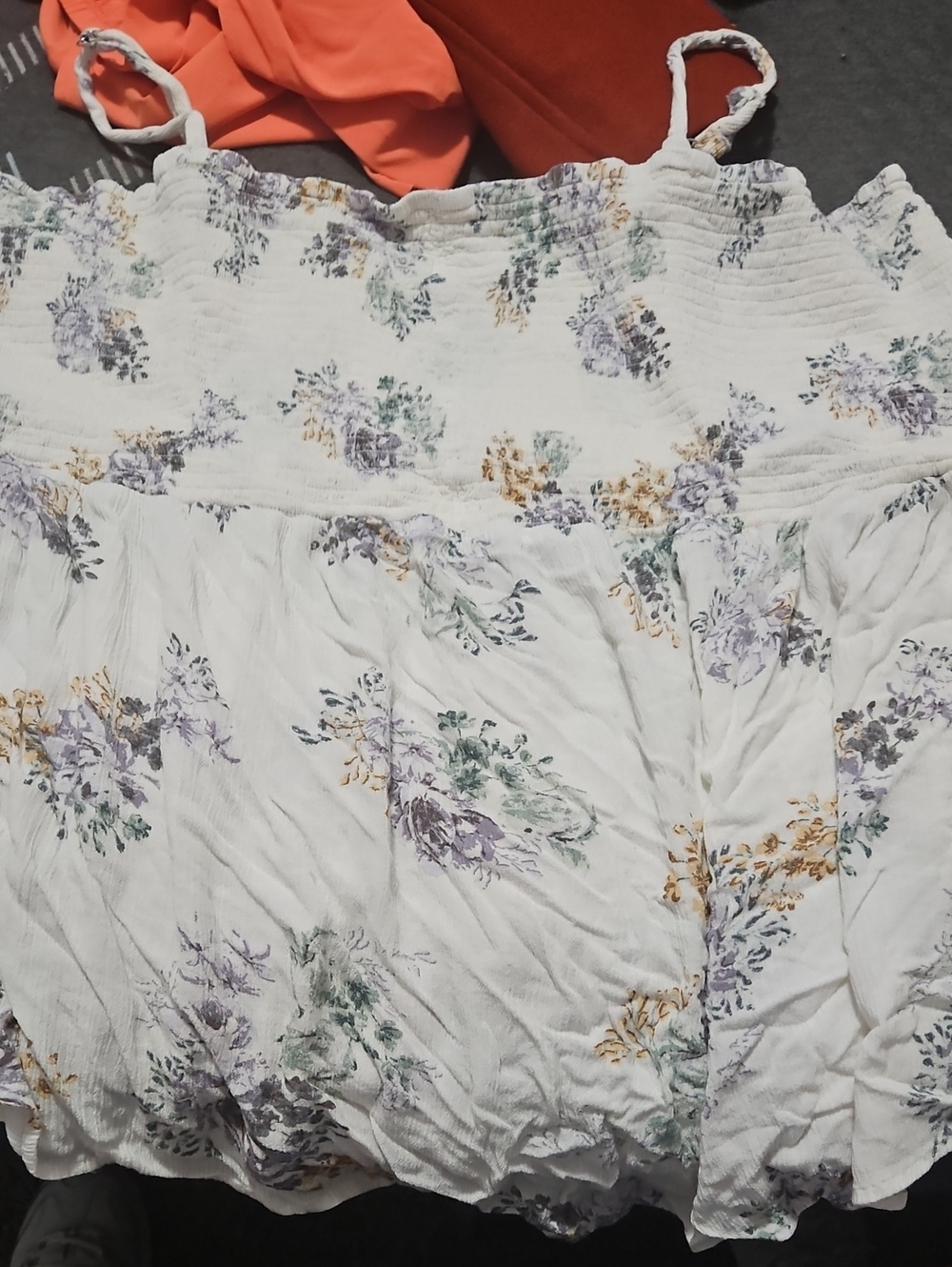 Maurice White Floral Top with Lavender and Sage Accents
